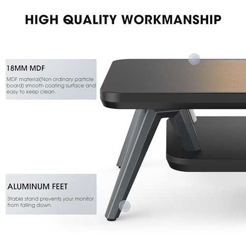 Fenge Dual Monitor Stand, Monitor Riser for 2 Monitors with Adjustable Laptop Riser , 42.5 Inch Desk Shelf for Top of Desk with Phone Holder& Headphone Stand - color: Black