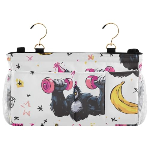 Bedside Caddy Metal Frame Hanging Organizer Bunk Bed Dorm Accessories Hook And Loop Storage Bag Large Pockets Gorilla Lifting Dumbbells White - color: Gorilla Lifting Dumbbells White