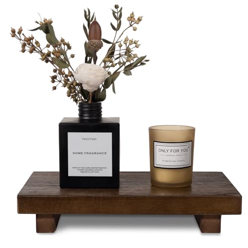 zoocatia Small Wood Tray Pedestal Stand Farmhouse Bathroom Decor Decorative Wooden Riser Kitchen Soap Dish Holder for Vanity, Counter, Sink, 9" x 5.9" - Walnut - color: Walnut, size: 9" x 5.9" x 1.6"