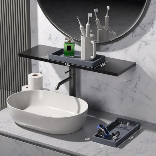 BBK Bathroom Vanity Tray 7.8 in - 2 Pack(Small) Silicone Bathroom Tray for Counter, Perfume Key Trinket Ring Tray, Decor Soap Dispenser Countertop Tray for Kitchen Sink Organization (Gray) - color: Gray (2-pack Small)
