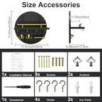 OurWarm Key Holder Wall Mount, 11.8 Inch Black Decorative Key and Mail Holder Organizer with 8 Key Hooks, Round Wooden Key Rack Key Hanger with Shelf for Wall Entryway Boho Home Decor
