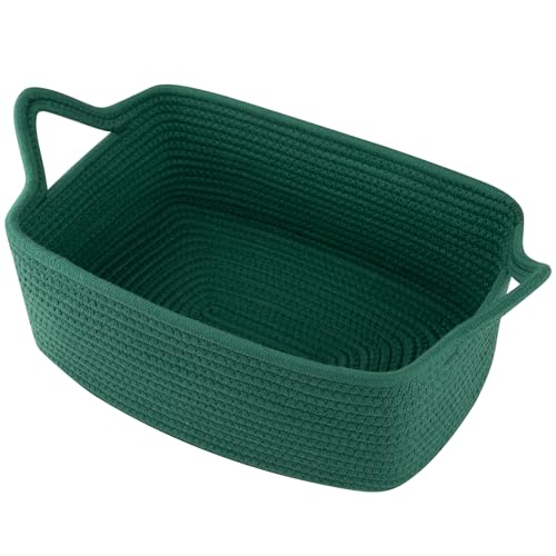 OIAHOMY Woven Basket, Gift Basket Empty with Gift Bags and Ribbons, Rope Baskets for Baby Showers, Storage Baskets with Handles for Nursery, Pet Toy Organizer - Green - color: Green, size: Medium: 13.5L*10W*6H