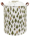 Nursery Laundry Basket Canvas Fabric Baby Boy Storage Bins,Collapsible Woodland Hamper,Waterproof Storage Baskets with Leather Handle,Forest Nursery Decor,Toy Organizer (Tree)