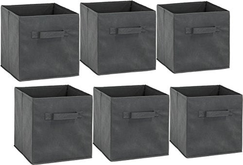 Simple Houseware Foldable Cube Storage Bins, 11-Inch Dark Gray, 6-Pack Fabric Cubes Organizer for Closet or Shelves - color: Dark Grey