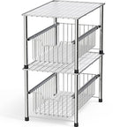 Simple Houseware Chrome Metal Stackable Storage Rack, 16.75 in L x 10.8 in W x 10.25 in H - color: Chrome