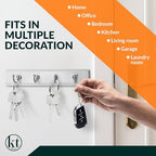 Wall Mounted Key Rack Rail Hanger Key Holder Wall Mount with 4 Hooks Hanging Storage Keys Organizer Home Decor (White)