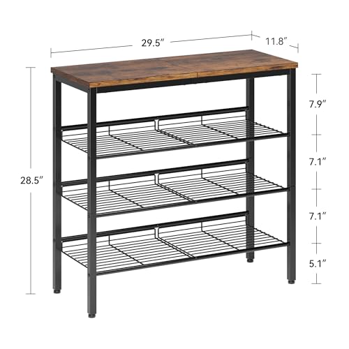 Nunsino Shoe Rack for Closet,4 Tier Shoe Organizer for Entryway,Shoe Shelf with Storage Shelves and Spacious Top,Max Holds 16 of Shoes,Rustic Brown - color: Rustic Brown, size: 4 Tier