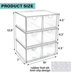Prsildan Stackable Clear Makeup Organizer, 3 Pack Acrylic Storage Drawers with 6 Drawers for Vanity Bathroom Office Desk Modular Drawer System for Cosmetics Jewelry Toiletries Home Organization - style: Style2-6Drawers