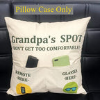ZUYUROU Grandpa Gifts,2-Pocket Grandpa’s Spot Throw Pillow Covers 18x18 Inch + Engraved Spoon, Fathers Day Birthday Christmas Thanksgiving Day Gifts for Papa, Granddad - color: Grandpa