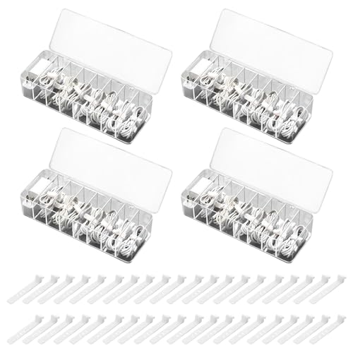 4 Pcs Cable Organizer with 40 Pcs Wire Ties, PlasticCord Storage Box with Clear Lid Electronics Cable Box for Home Office Supplies, Desk Organizers Accessories