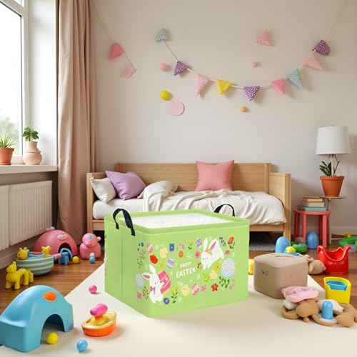 HIYAGON Rectangular Easter Basket Baby Boy Basket Kids Toy Storage Bin Organizer Box Easter Room Decor(Happy Easter) - color: Happy Easter