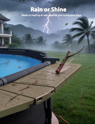 POOLHACKER Poolside Bar Extended for Above-Ground Round Pools, Original Swim-Up Bar Table, Foldable Patio Poolside Table, Weather-Resistant Stable Tabletop, Easy Maintenance, Brown - color: Extended Brown