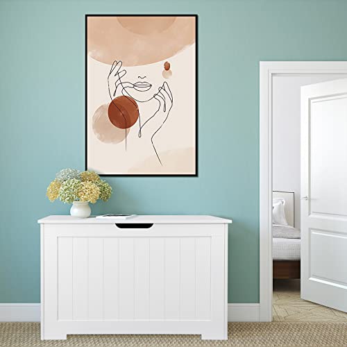 JungleA 30'' Box Storage Chest Trunk, Wooden Storage Bench Organizer Box Shoe Blanket Chest,w/2 Safety Hinges,for Living Room,Bedroom,Entryway(White) - color: White, size: 30''