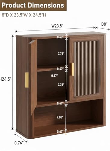 INNOD Bathroom Storage Cabinet, Medicine Cabinet with Adjustable Wood Shelf & Doors, Over The Toilet Storage Cabinet for Laundry Room & Kitchen & Living Room (Walnut) - color: Walnut