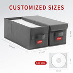 NUSWOR Premium CD Storage Box - Stackable CD Organizer Box with Lid - Holds 105 Jewel Cases - 14.37 x 5.5 x 6.3 inches - 3 Pack - Grey - size: 3PACK