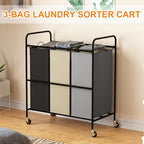 3 Section Laundry Hamper, 120L Large Rolling Laundry Sorter Cart, Laundry Basket with Lockable Wheels & Removable Bags, Laundry Room Organization for Dirty Clothes Storage - size: 3 Section Bags