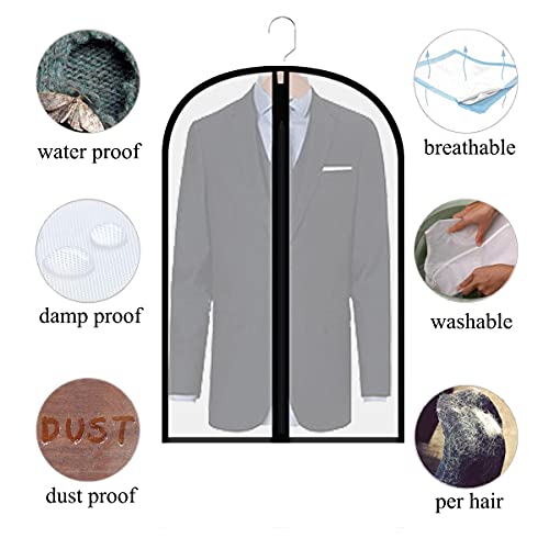 Clear Suit Bags for Closet Storage,40" Garment Bag for Storage,12 pack Garment Bags for Hanging Clothes,Breathable Lightweight Dust Proof Cover with Study Full Zipper for Coats,Jackets - size: 12pcs 24'' x 40''