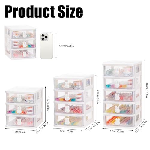 CEYAZYE Desk Organizer with Drawer, Stackable Makeup Organizer White, Small Plastic Storage Box for Desktop, Bathroom Counter or Dresser, School, Home, Office (5 Tier) - color: White-5 Tier