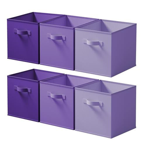 Cupic Cupid 11 Inch Storage Cube, Fabric Cube Storage Bin with Handles, Storage Cube Organizer for Clothes and Toys, Collapsible Cube Bins for Closet, Shelves, Nursery, 6-Pack, Purple Gradient - color: Purple Gradient, size: 11 Inch