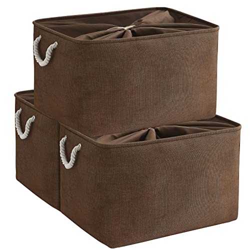 TheWarmHome Organization and Storage for Organizing - Extra Jumbo 3 Pack 20.5x15.7x13.8 inch Fabric Storage Bin for Shelves, Storage cubes for Decorative Shoes Towel Blanket Closet (Brown) - color: Brown, size: 3PCS/Extra Jumbo - 20.5Lx15.7Wx13.8H