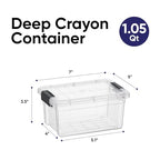 Superio Mini Storage Container Plastic Crayon Box Art Supplies and Sewing Case Stackable Clear Small Organizer for Beads, Stationery, Chalk, and Food, 1.05 Quart - size: 1.05 Quarts