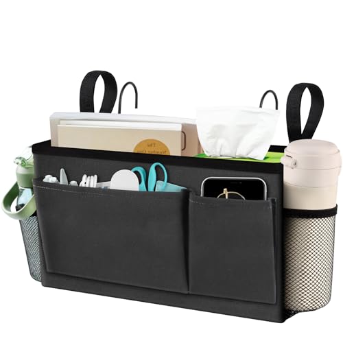BlissTotes Bedside Caddy, Bedside Storage Organizer for Bunk Bed Accessories, Dorm Storage for Bedside Shelf and Bunk Bed Shelf, Bed Caddy for Home, Dorm, Bunk (Dark Gray, 1 Pack) - color: Dark Gray