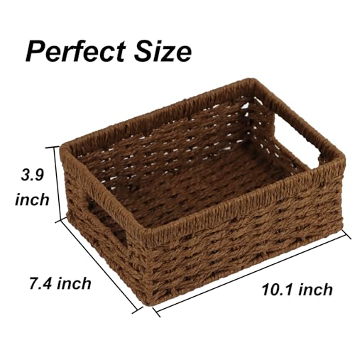 Wicker Baskets, Baskets for Organizing, Rattan Woven Basket for Storage, Organizer Bins with Built-in Handles, Storage Basket for Shelves (Paper Rope, Small) - color: Paper Rope