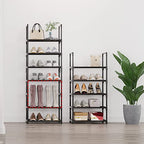 5-Tier Small Shoe Rack, Metal Stackable Kids Shoe Shelf Storage Zapateras Organizer,Narrow Shoe Rack Sturdy for Closet Hallway Entryway Living Room Bedroom (Black) - size: 5-Black