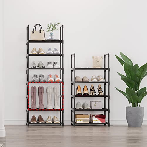 5-Tier Small Shoe Rack, Metal Stackable Kids Shoe Shelf Storage Zapateras Organizer,Narrow Shoe Rack Sturdy for Closet Hallway Entryway Living Room Bedroom (Black) - size: 5-Black
