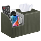 Square Multi-Functional Tissue Box Cover with Storage and Remote Control Holder - Cube Tissue Box Organizer for Bathroom, Nightstand, End Table - color: Green