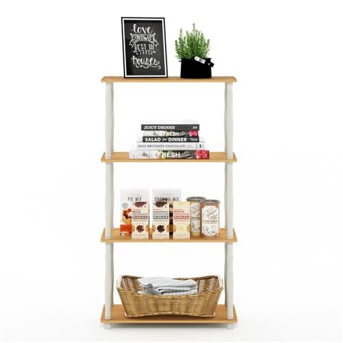 Furinno Turn-N-Tube 4-Tier Multipurpose Shelf Display Rack, Classic Tubes, Beech/White - color: Beech/White, size: 4-Tier Classic Tube