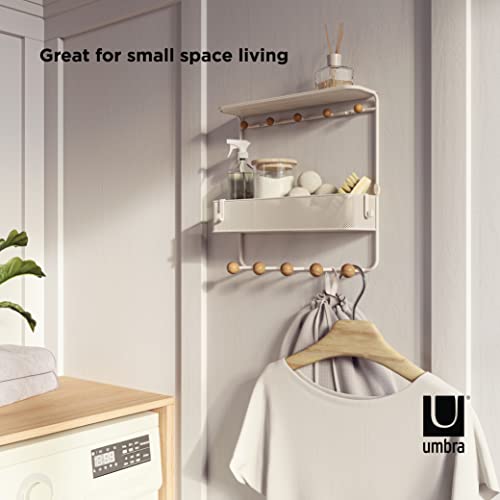 Umbra Estique Entryway Organizer Storage Solution with Cubby Bin, Shelf and Hooks for Keys, Mail, Glasses, Wallet, Purse, Hat, and More, White - size: Large
