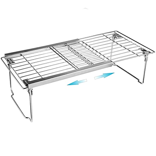 Orgneas Expandable Cabinet Shelf Organizer, Adjustable Freezer Shelf 15.8"-22" Thickened Heavy Duty Organizer and Storage Shelf for Kitchen Cabinet Pantry Refrigerator - color: Thickened Expandable