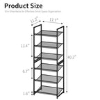 6 Tier Shoe Rack, Tall Metal Shoe Storage with Adjustable Shelves, Holds 12-14 Pairs, Stackable Shoe Stand for Garage Hallway Bedroom, Bronze - size: 6Tier