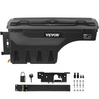 VEVOR Truck Bed Storage Box, Compatible with Dodge Ram 1500 2019-2021 L, Waterproof ABS Wheel Well Tool Box with Lockable Lid and Password Padlock, 6.6 Gal/25 L Truck Bed Toolbox, Driver Side, Black - size: Driver Side, style: Dodge Ram