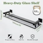 Alise Bathroom Shelves,Matte Black Glass Shelf for Bathroom, Modern Floating Shelves,20 inch - color: Matte Black, size: 20 Inch