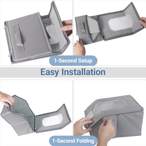 2 Pcs Stackable Baseball Cap Organizer, Washable Foldable Oxford Cloth, Smooth Durable Metal Zipper Hat Storage Holder for Closet, Holds 24 Caps with Large Clear Window, Hat Box for Home Storage - size: Small:12.1X8.7X6.7in