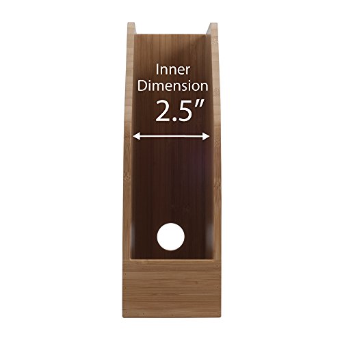 MobileVision Bamboo Vertical File Folder Holder & Office Product Organizer, Store Files, Magazines, Notepads, Books and more, 2 Pack Combo Set - color: Bamboo