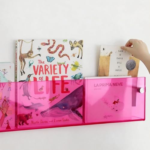 ROYALITA 2-Pack Acrylic Magazine Holder Brochure Holder, 36" Record Holder Magazine Rack, Fashion Hanging Bookshelf Literature Storage Rack for Waiting Room, Living Room, Office - color: Pink, size: 36 Inch