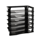 Rubbermaid Regeneration Letter Tray, Six Tier, Plastic, Black (86028) - size: A4-size documents and folders