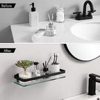 KES Bathroom Wall Shelf Aluminum Extra Thick Tempered Glass Rectangular 1 Tier Basket Wall Mounted Black, A4126A-BK - color: Black (1 Pack)