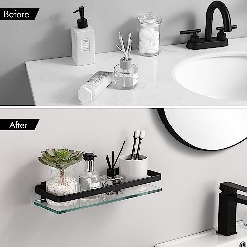 KES Bathroom Wall Shelf Aluminum Extra Thick Tempered Glass Rectangular 1 Tier Basket Wall Mounted Black, A4126A-BK - color: Black (1 Pack)
