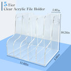 5-Tier Clear Acrylic File Holder, Vertical Document Organizer for Magazines, Binders, Notebooks & Envelopes - Multi-Purpose Desk Storage for Home Office（A4,5 Sections） - size: A4, 5 Sections