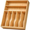 Umilife Bamboo Kitchen Drawer Organizer, 13 Inch Silverware Utensil Tray Holder, Extra Deep Grooved Drawer Divider, 7 Slots Total Bamboo Wood Caddy for Flatware Cutlery Knives, Forks, Spoons - size: 13 x 17 Inch (7 Slots)