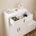 HedoAjim L-Shaped Shoe Storage Cabinet with Bench, Entryway Shoe Cabinet with Drawer, Modern Freestanding Shoes Organizer Cabinet for Entryway Hallway Front Door, White