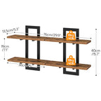 HOOBRO Floating Shelves and Wire Cube Storage Organizer, 15 Inch Wall Shelf Set of 2, 9-Cube Shelves, Modular Shelves with Metal Grid, DIY Closet Cabinet, BF32BJ01G1-BF09CW01
