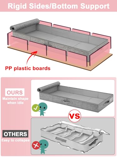 4-Inch Tall Under Bed Storage Container, Low Profile Underbed Storage Bin w/Rigid Sidewalls & Bottom, Shallow Storage Organizer with Lid for Couch, Sofa & Crib, 2-Pack, 33.5 x 16 x 4 Inch, Gray - color: Gray-rigid-2pcs, size: 4 inch