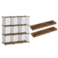 HOOBRO Floating Shelves for Wall and Wire Cube Storage Organizer, Wall Mounted Shelf Set of 2, 9-Cube Shelves, Modular Shelves with Metal Grid, DIY Closet Cabinet, BF80BJP201-BF09CW01