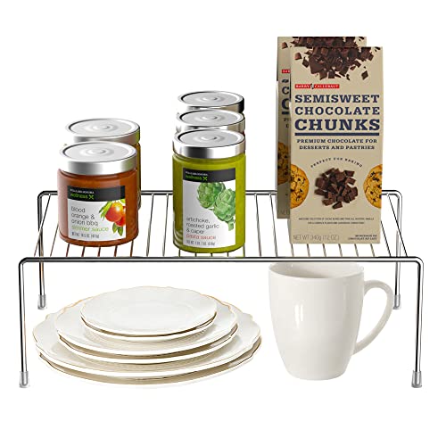 Redrubbit 2 Pack Large (15.7 x 9. 4 Inch) Cabinet Storage Shelf Rack, Rustproof Kitchen Counter and Cabinet Shelf, Storage Rack Organizer for Kitchen, Fridge, Cabinet, Bathroom, Chrome - color: Chrome