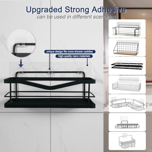 Strong Adhesive Shower Caddy Replacement, 6 Pack No Drill Adhesive Hooks for Bathroom & Kitchen Rack, Holds 40lbs, Waterproof & Transparent Strips for Tile, Glass, Smooth Walls - color: 6 PCS